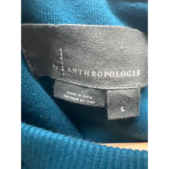Anthropologie Teal Sparkly Sequin Ribbed Sweatshirt - Picture 6 of 7